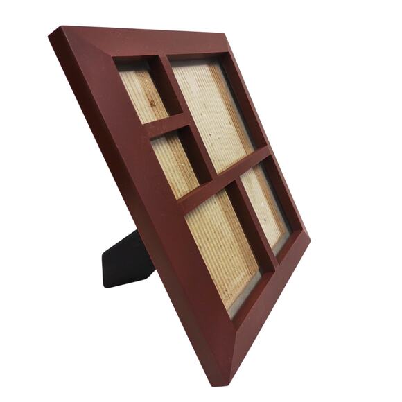 Wood Look Family Collage 5 Opening Table Top Photo Frame Smooth Beveled w Glass - Picture 2 of 7